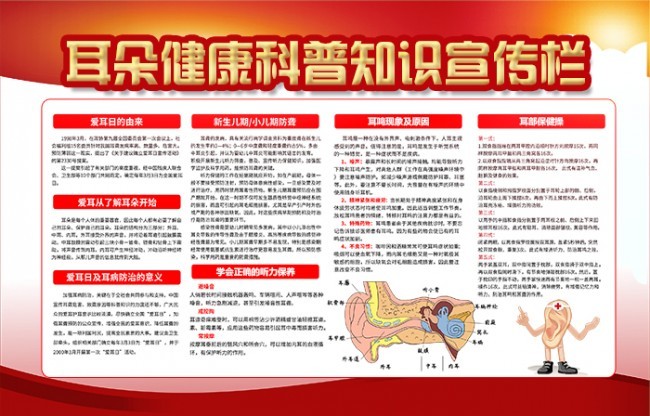 爱耳日耳朵健康科普知识宣传栏图片