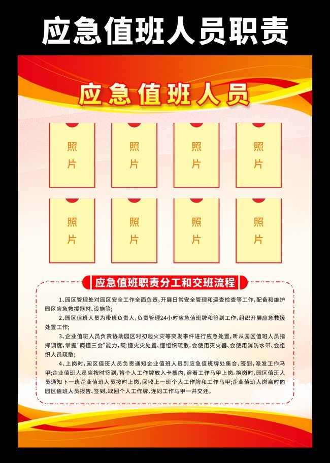 公司应急值班人员职责挂图