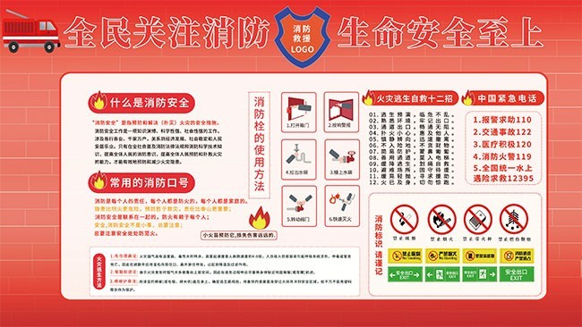 红色消防安全宣传栏
