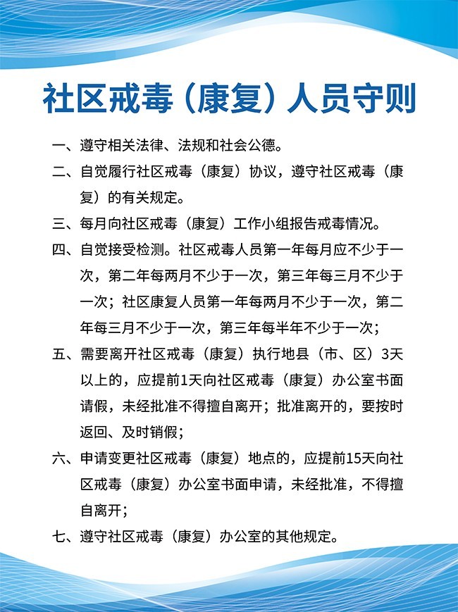 社区戒毒康复人员守则制度展板下载