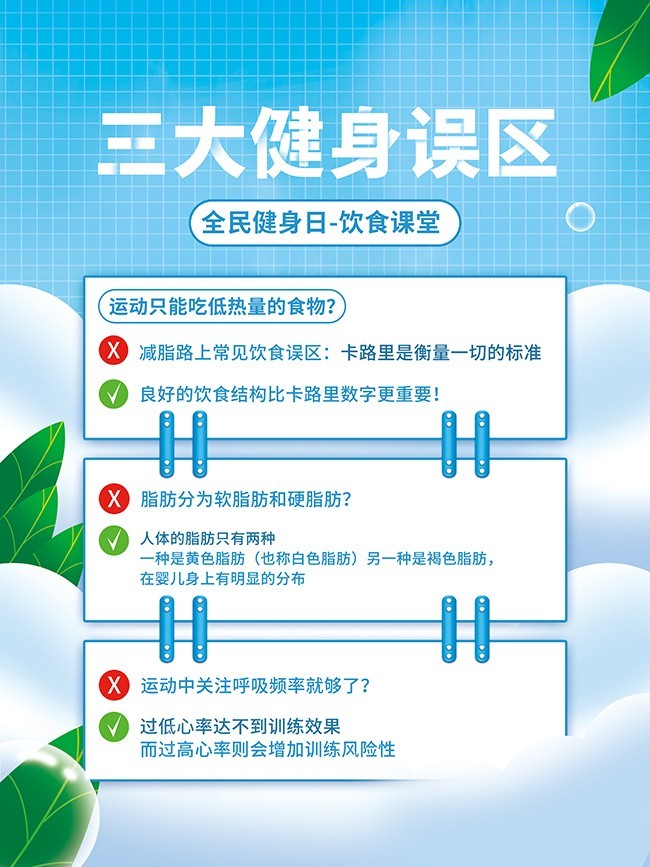 健身三大误区宣传海报图片下载