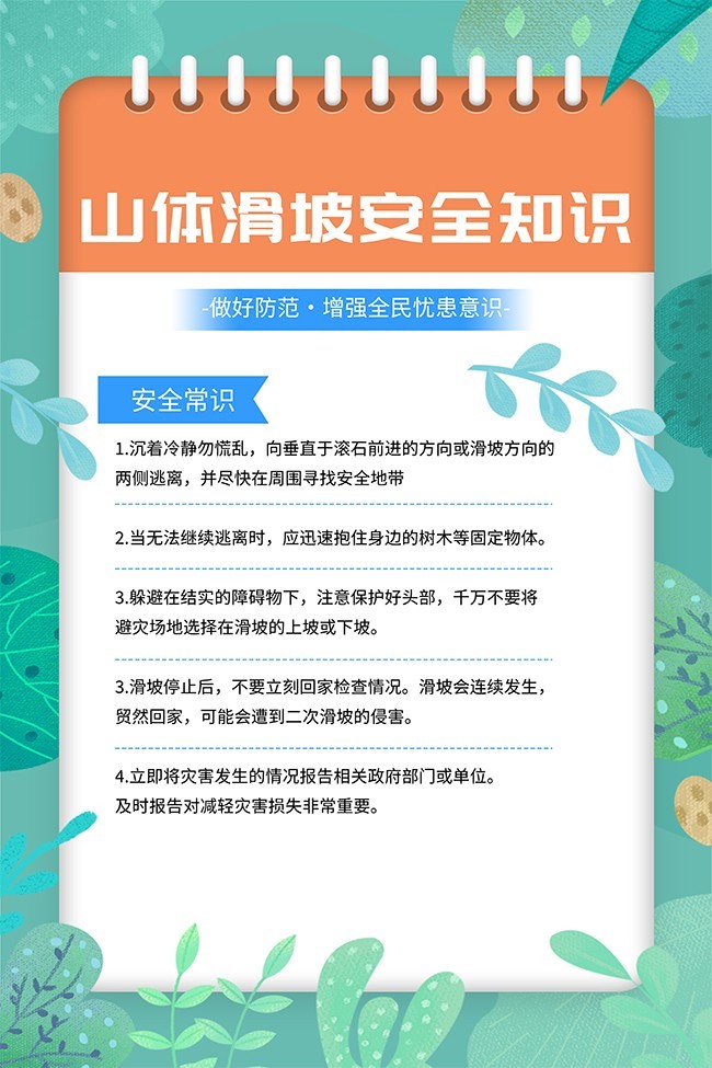 山体滑坡安全知识科普海报图片