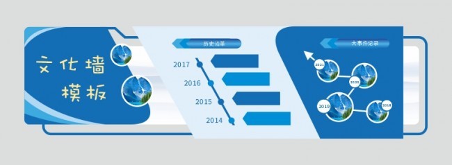 大气蓝色企业文化墙模板