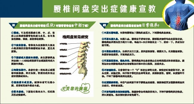 腰椎间盘突出症健康教育宣教栏