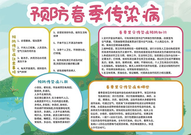 卡通预防春季传染病小报