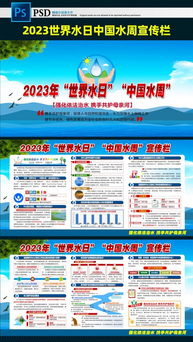 2023年世界水日中国水周主题展板图片