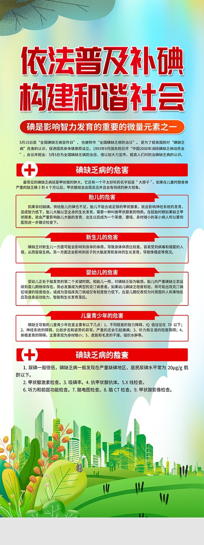 手绘清新碘缺乏危害展架