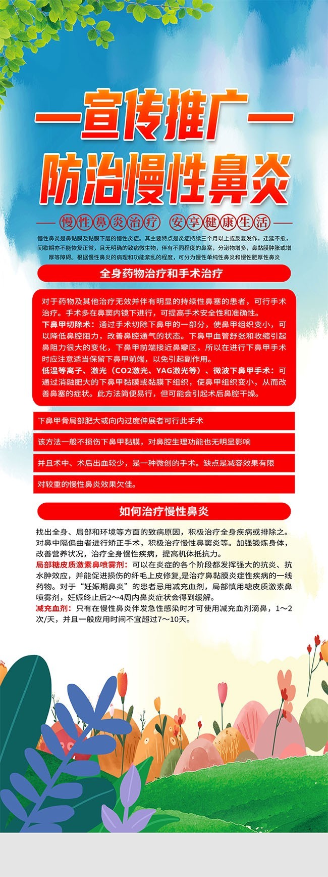 防治慢性鼻炎科普宣传展架图片素材