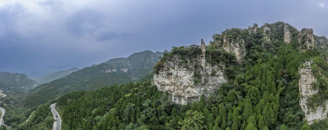 宽幅博山石门风景区风光