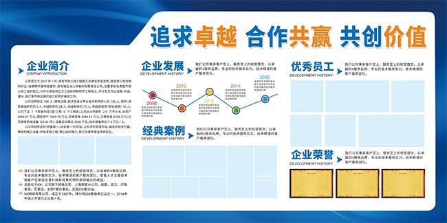 大气蓝色企业简介宣传栏