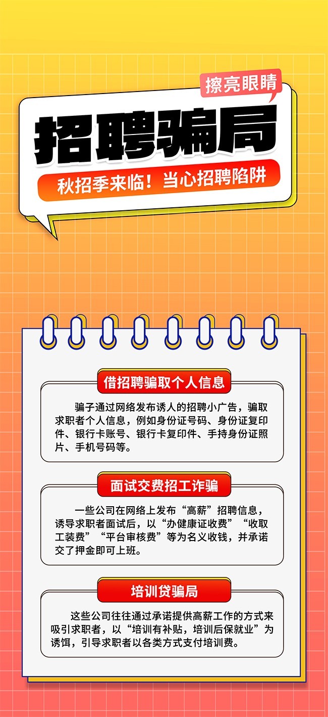 预防招聘诈骗反诈科普海报