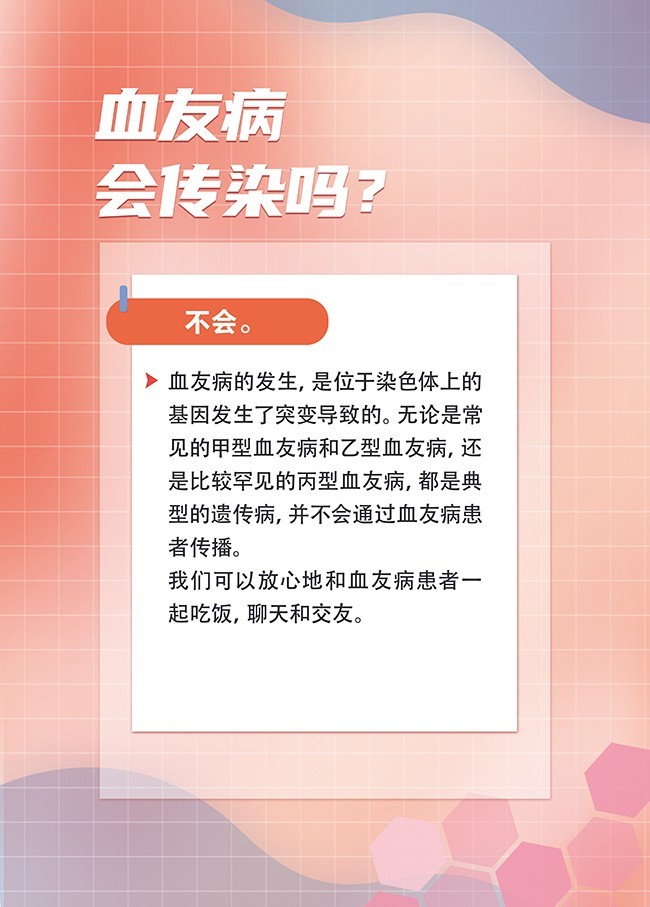 血友病会传染吗健康科普海报图片