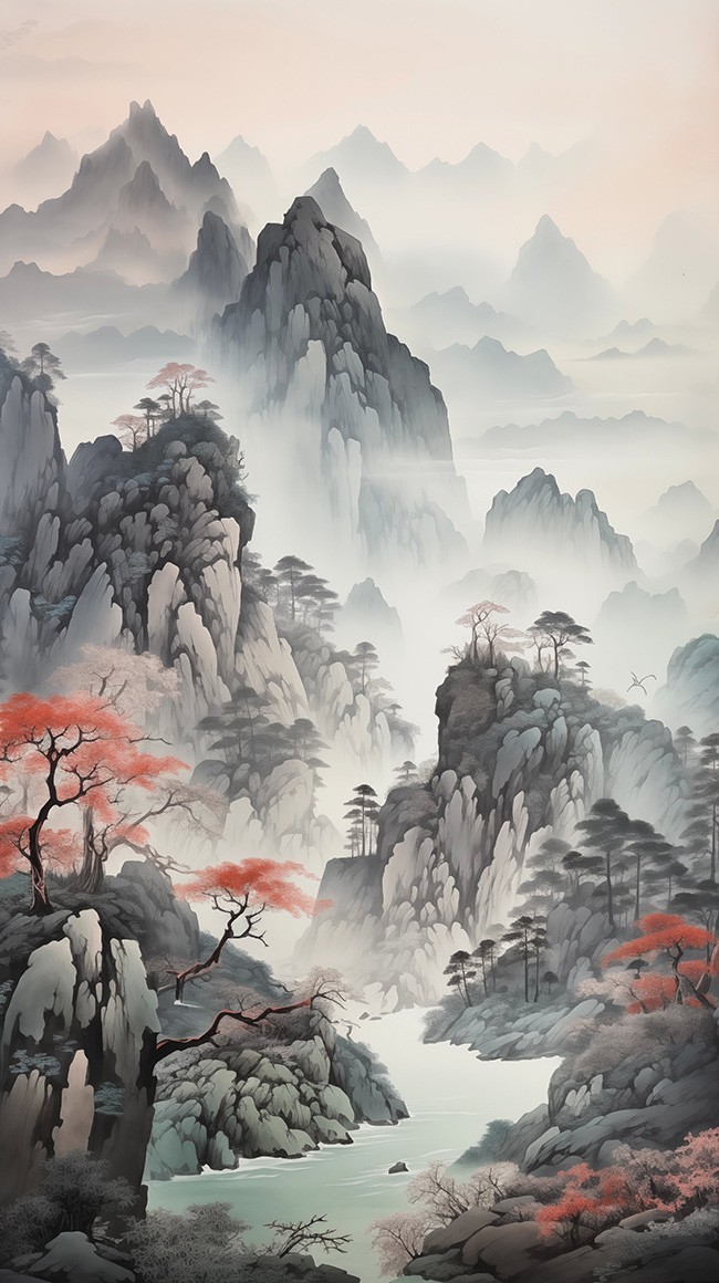 中国风山水水墨背景图片素材