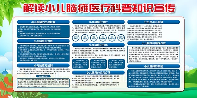 小儿脑瘫科普知识宣传栏图片素材