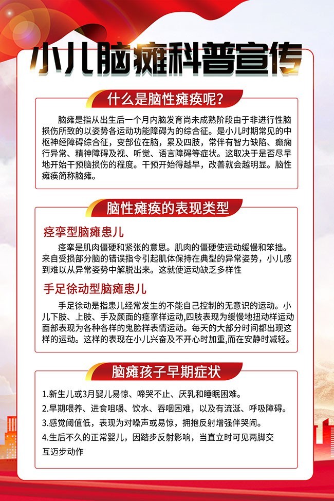 小儿脑瘫科普宣传图片素材