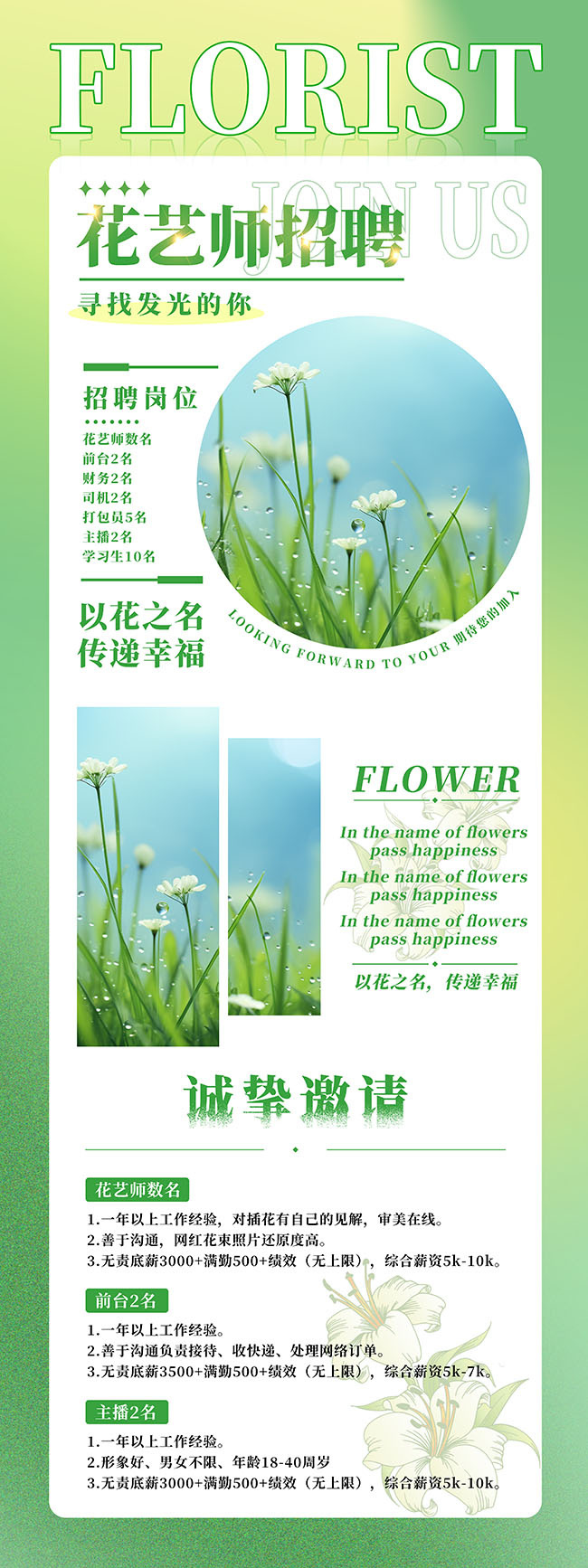 花艺师招聘展架