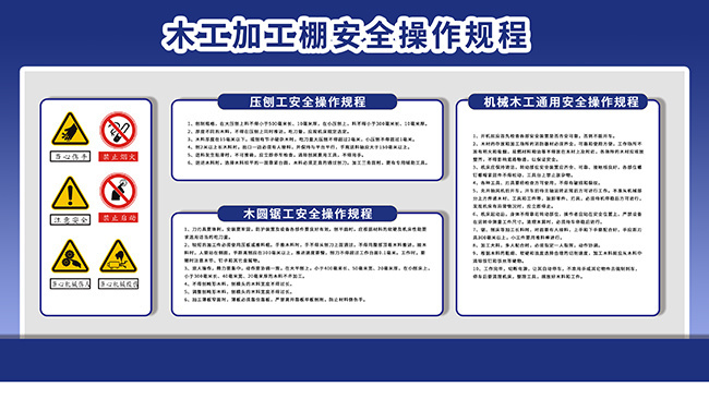 木工加工棚安全操作规程安全生产展板图片