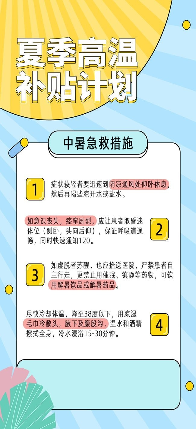 卡通夏季高温补贴计划海报