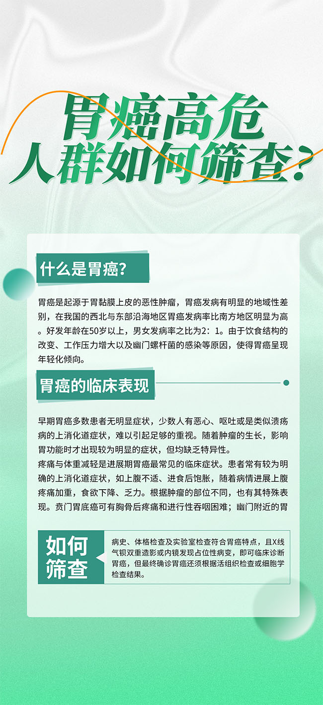 绿色清新胃癌疾病科普知识宣传海报