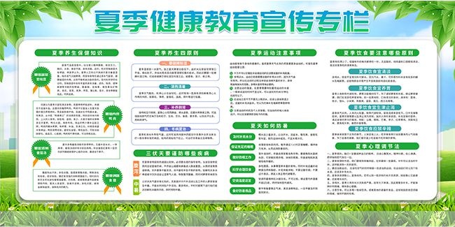 夏季健康教育宣传栏图片素材