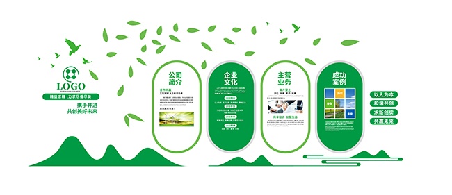 创意绿色环保企业简介背景墙