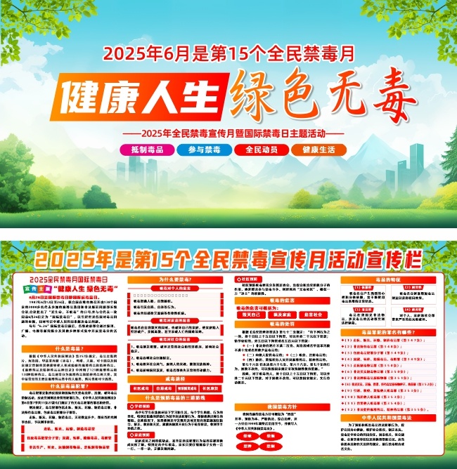 2025全民禁毒月国际禁毒日展板图片素材