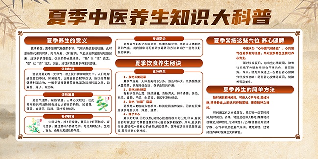 夏季中医养生知识科普展板
