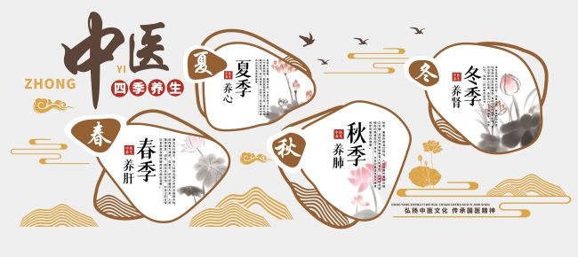 水墨风国风中医养生文化墙展板