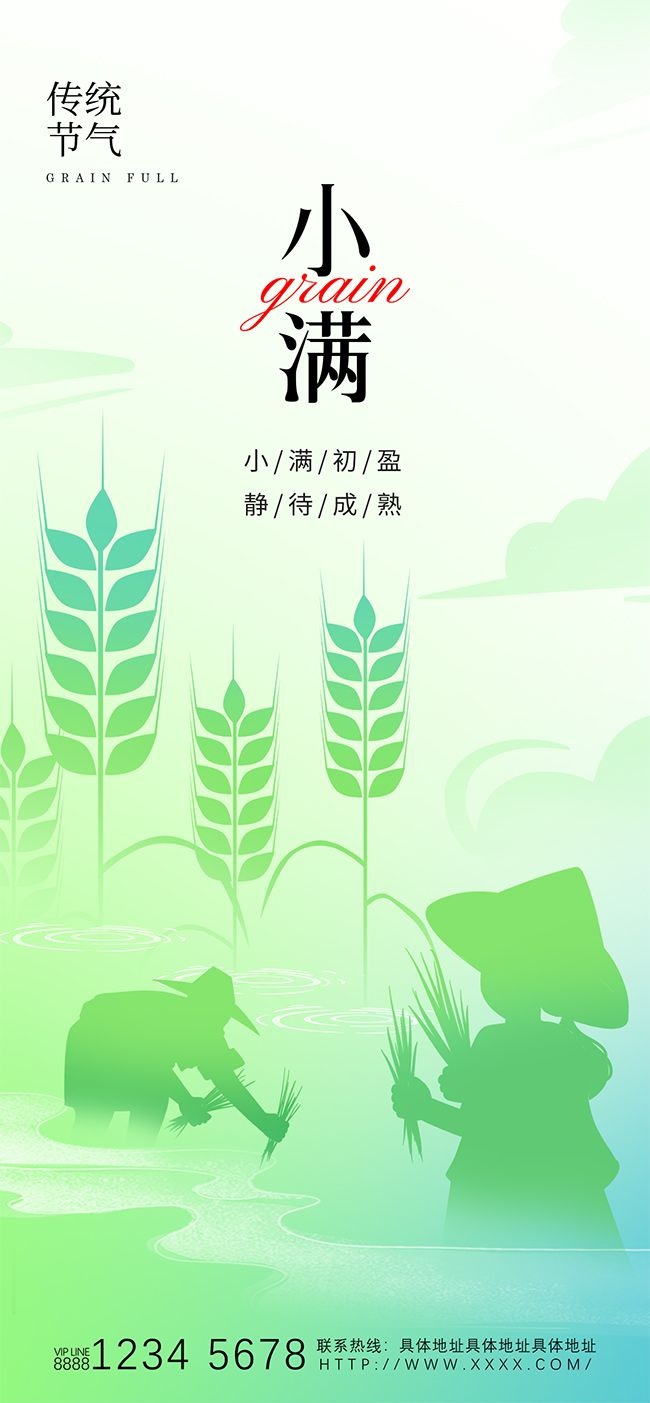 简约传统小满节气海报