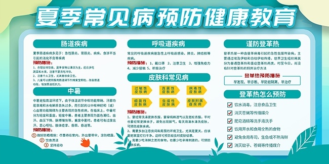 夏季常见疾病预防健康教育宣传栏