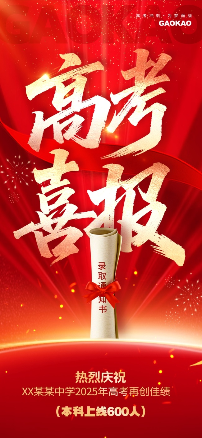 录取通知书高考喜报模板