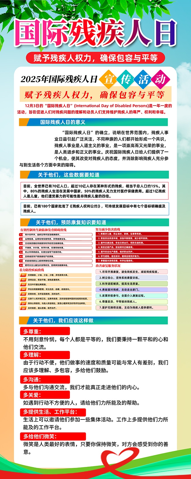 国际残疾人日助残科普挂图图片素材