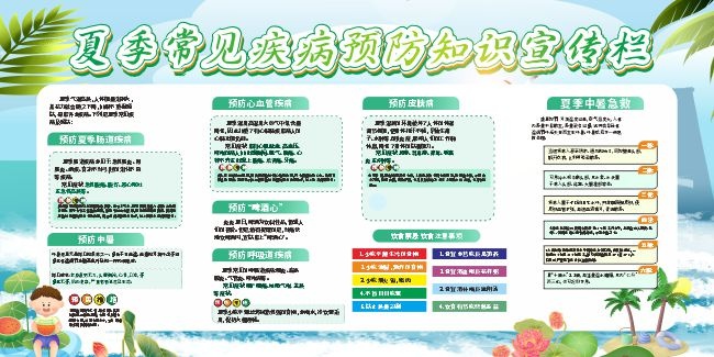 夏季常见疾病预防知识展板