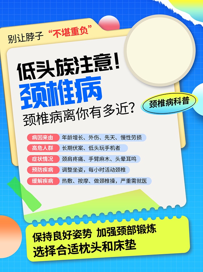 蓝色风医疗疾病颈椎病知识科普广告