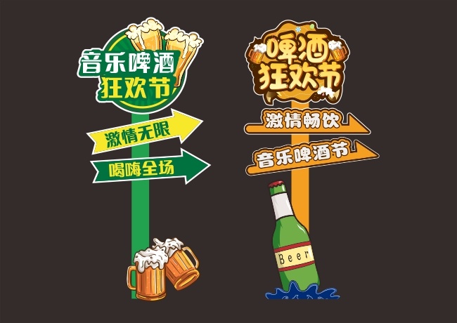 啤酒指示牌立体牌