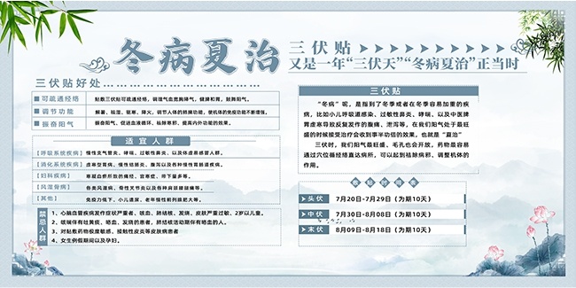 冬病夏治养生宣传栏图片素材