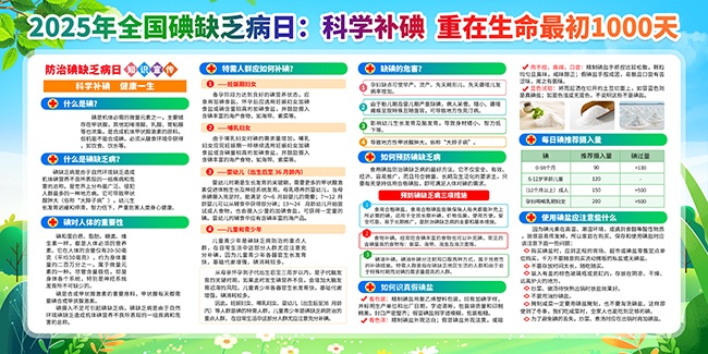 简约风2025年全国碘缺乏病防治日宣传栏