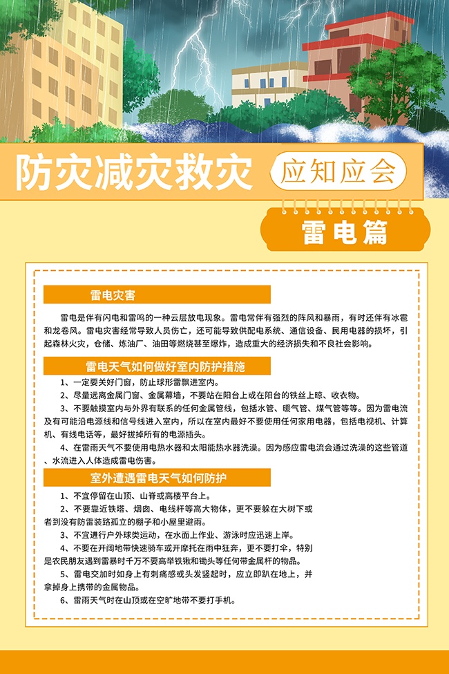 防灾减灾雷电预防措施海报