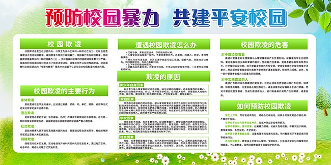 预防校园暴力校园安全展板