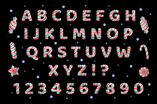 糖果字母数字矢量图