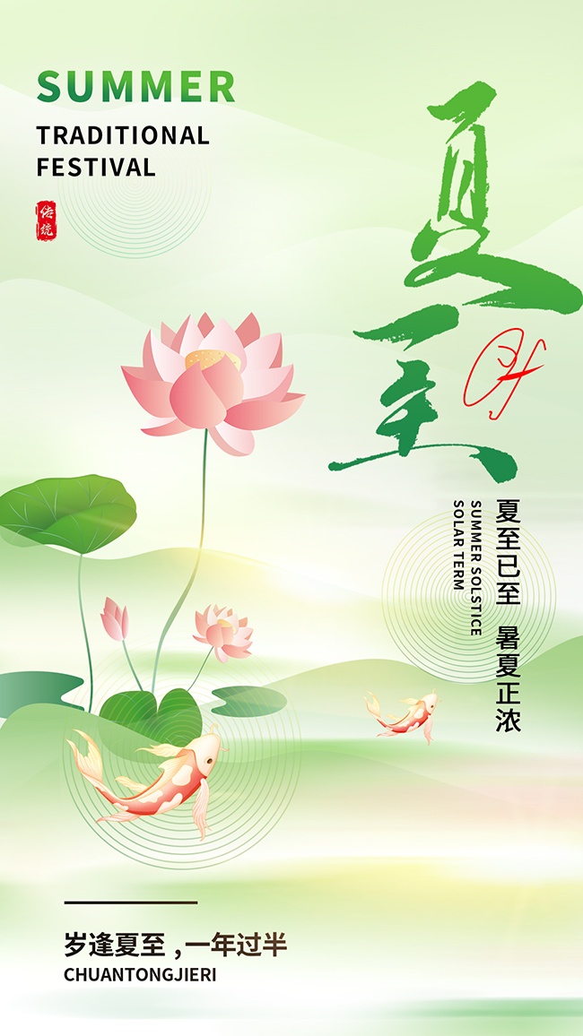 夏至已至暑夏正浓唯美荷花海报