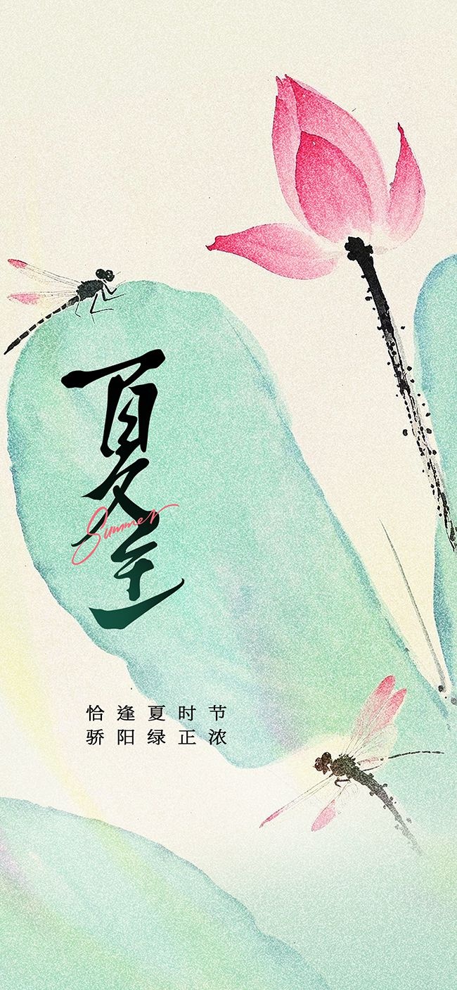 水墨风夏至节气海报