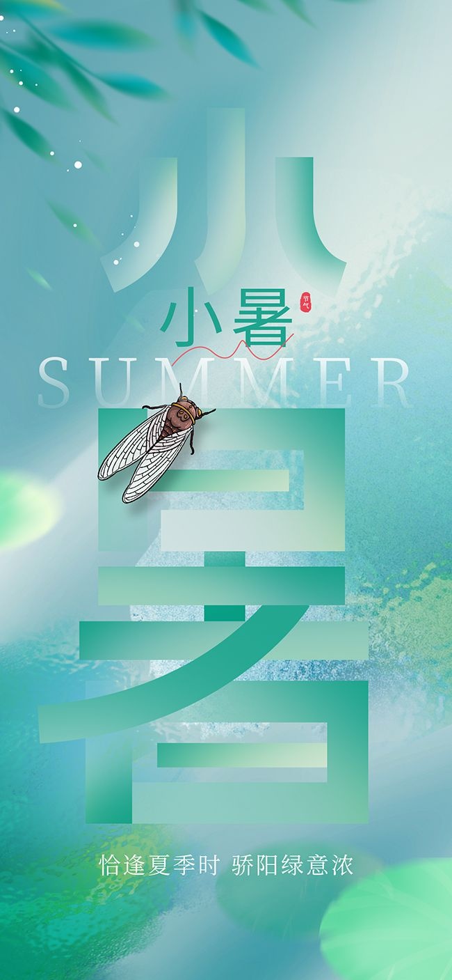 手绘小暑节气海报