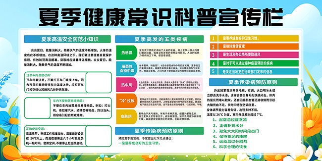 大气夏季防暑防病健康科普宣传栏
