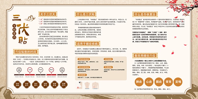 中国风冬病夏治三伏天三伏贴宣传栏展板图片