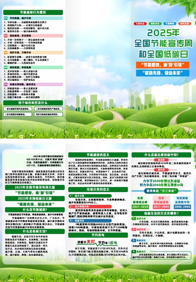 2025年全国节能宣传周低碳日三折页