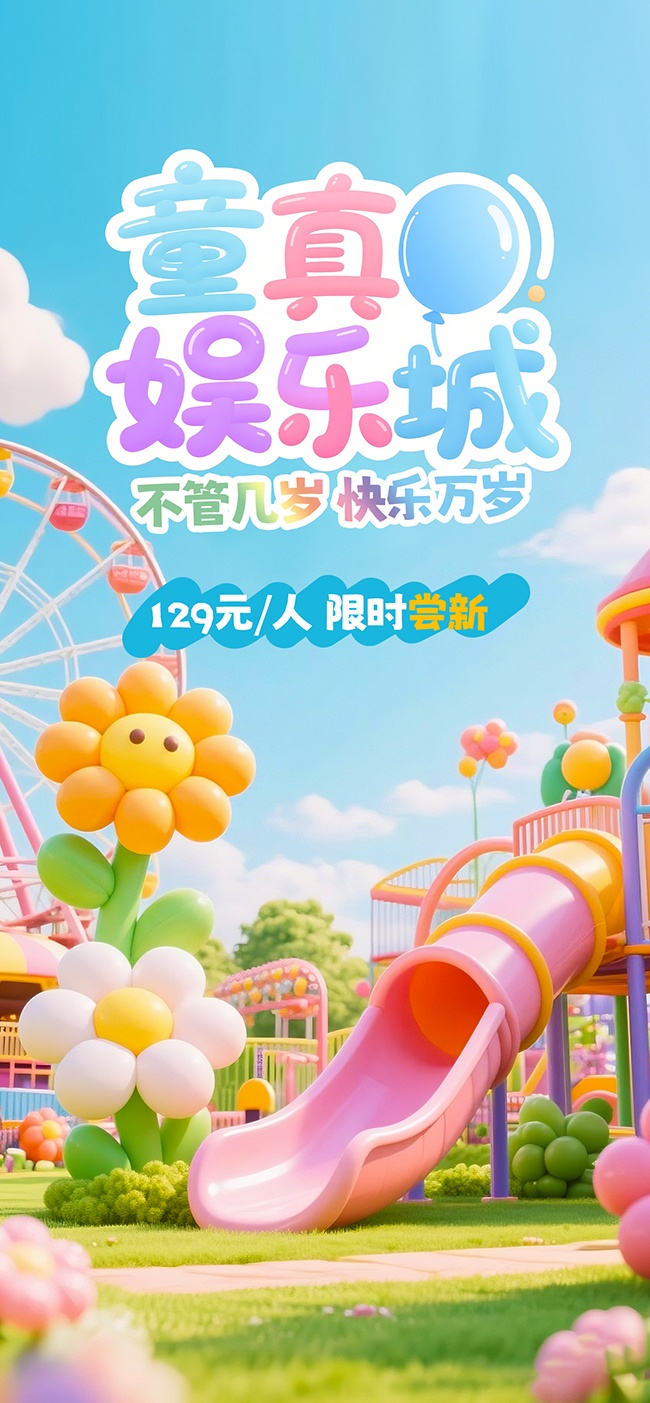 儿童节游乐场活动海报图片素材