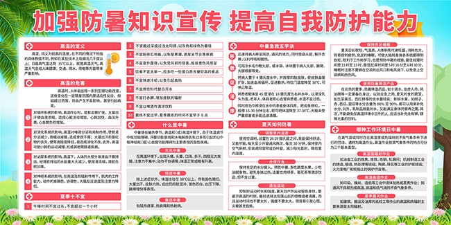 夏季防中暑展板图片素材下载