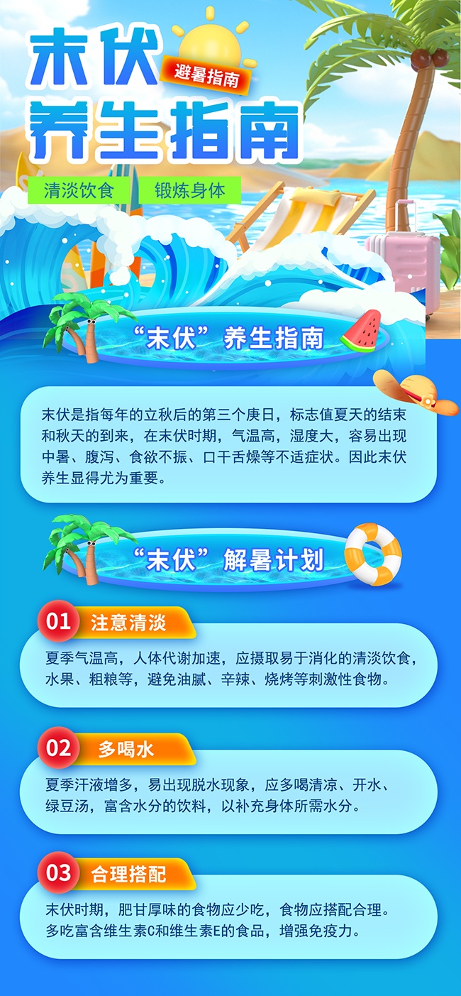 三伏天末伏养生指南海报