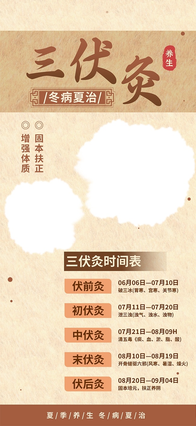冬病夏治三伏艾灸中医养生海报图片素材